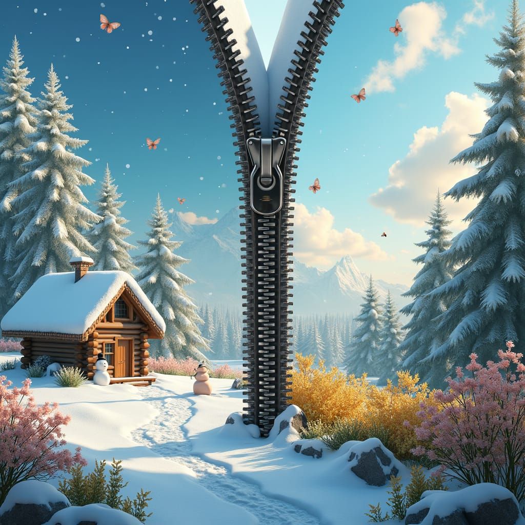 Surreal Zipper Separates Winter and Summer Realms