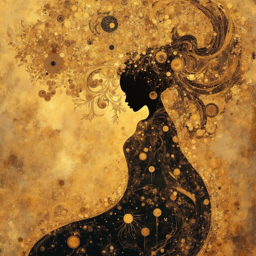 Opulent Silhouette in Art Nouveau Style