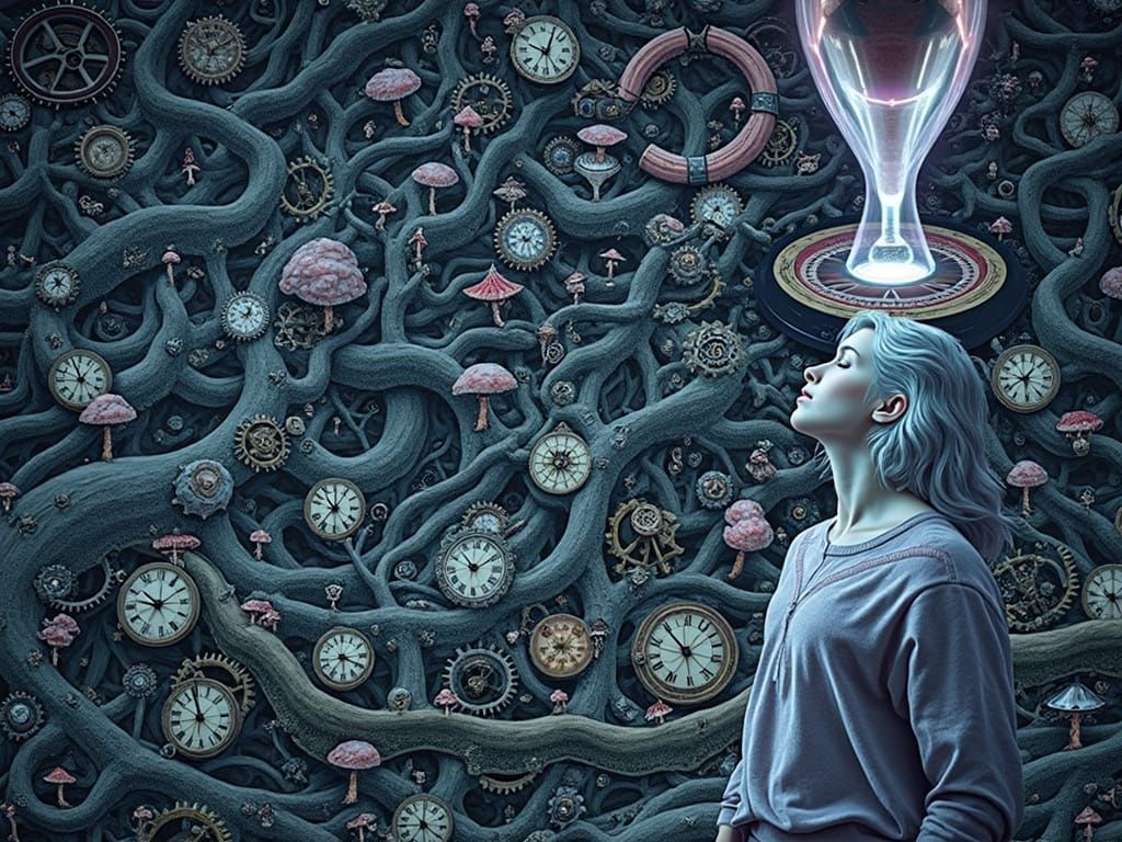 Dreamlike Timelessness in a Futuristic Landscape, in Exquisi...