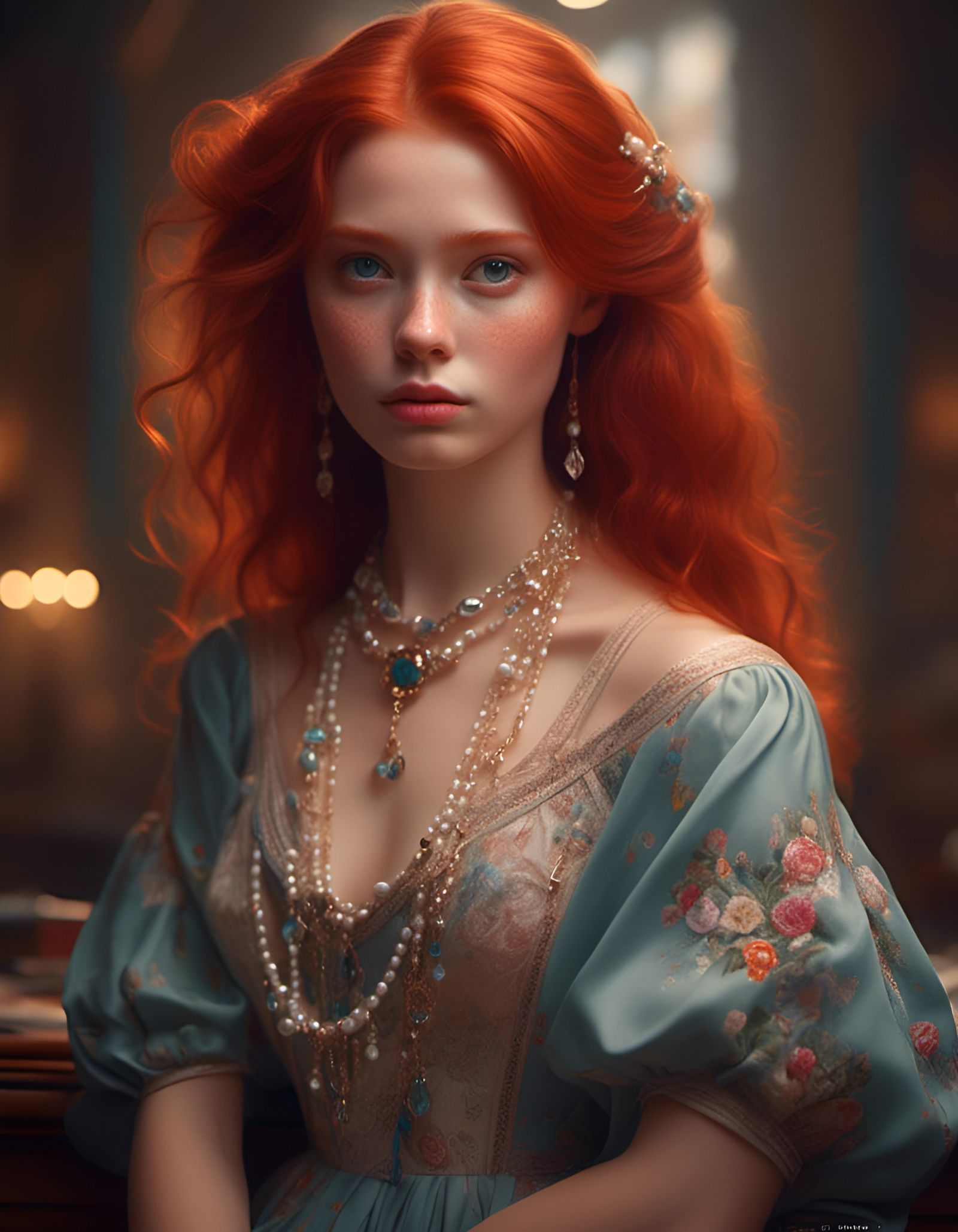 Detailed Portrait of a Redhead in Digital Art Style