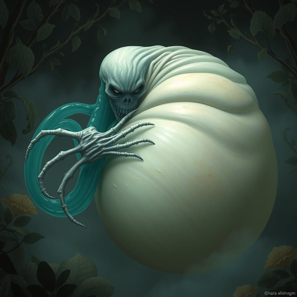 Translucent Bony Slime Wraps Around Cyclopean Creature in Da...