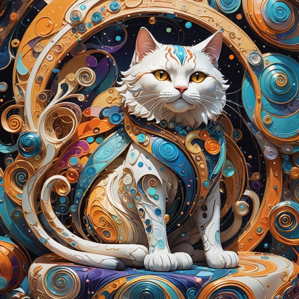 Cat Purse in Swirling Kaleidoscope of Colors