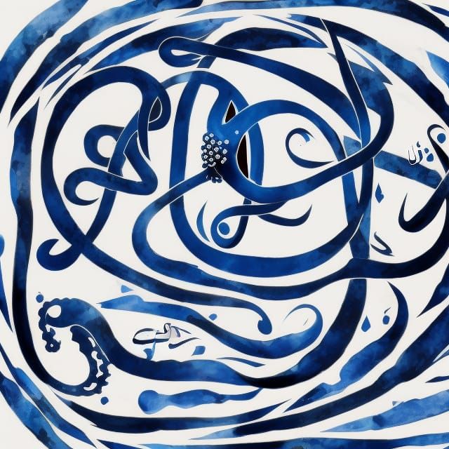 Calligraphic Octopus in Ink Painting Style