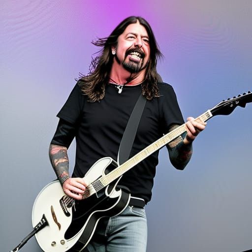 Dave Grohl on Stage: Photorealistic Tetradic Colors