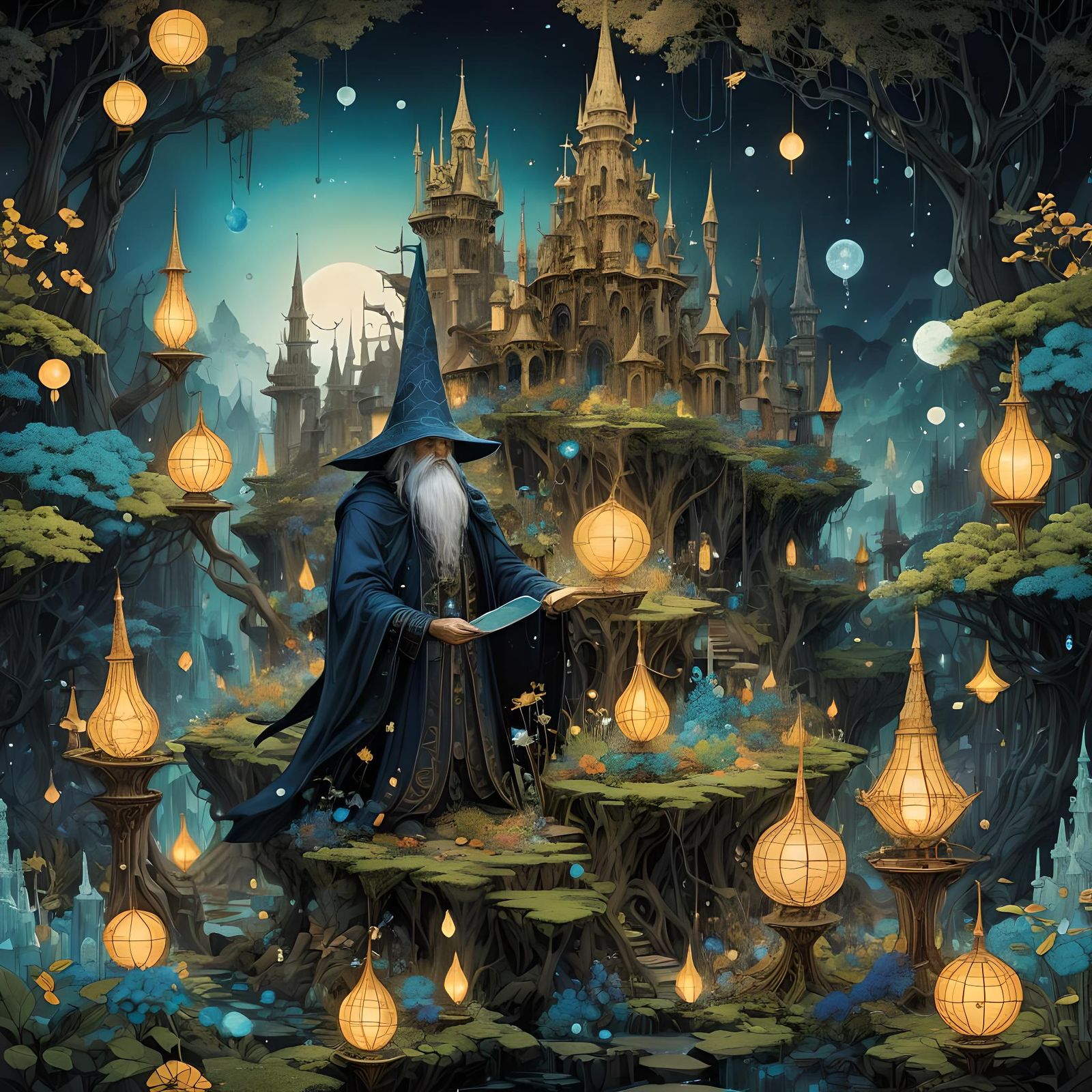 Genie Summoning in Aetherpunk Medieval Style