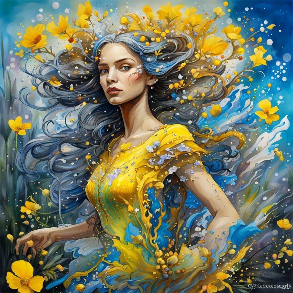 Fairy Queen Sprinkling Dust in Art Nouveau Style