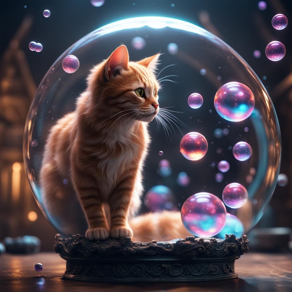 Cat in Bubble: Fantastical Matte Painting