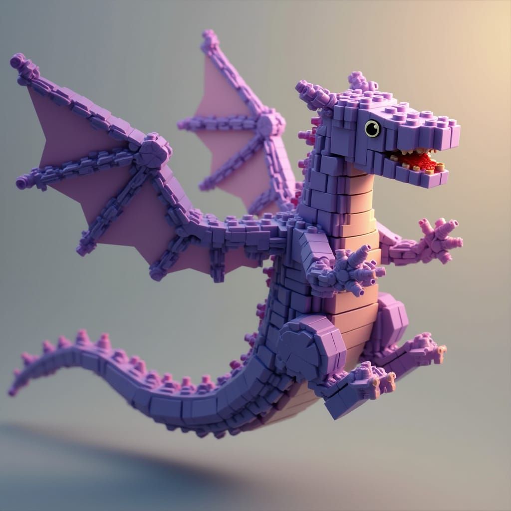 (Aerodactyl made of legos) is flying