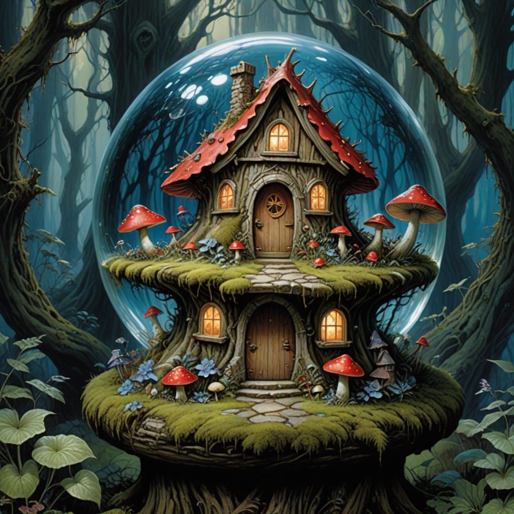 Enchanted Winterland Fairy Amidst Bioluminescent Blue Forest