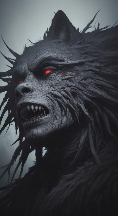 Monstrous Maw Roaring in Surreal Horror Style