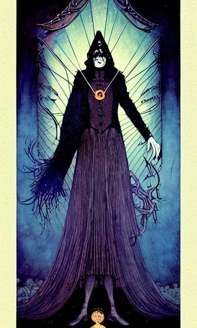 Gothic Tarot Magician Portrait in Art Nouveau Style
