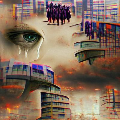 Dystopian Cityscape Reflecting Societal Despair