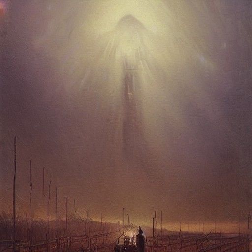 Sinister Farm: An Oil Painting in Gothic Horror Style