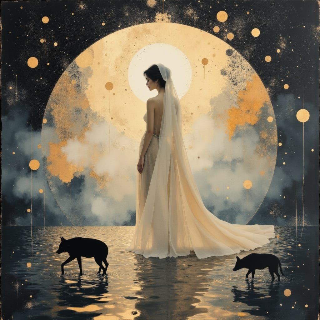 Siren with Diamond in Silver Light Circle