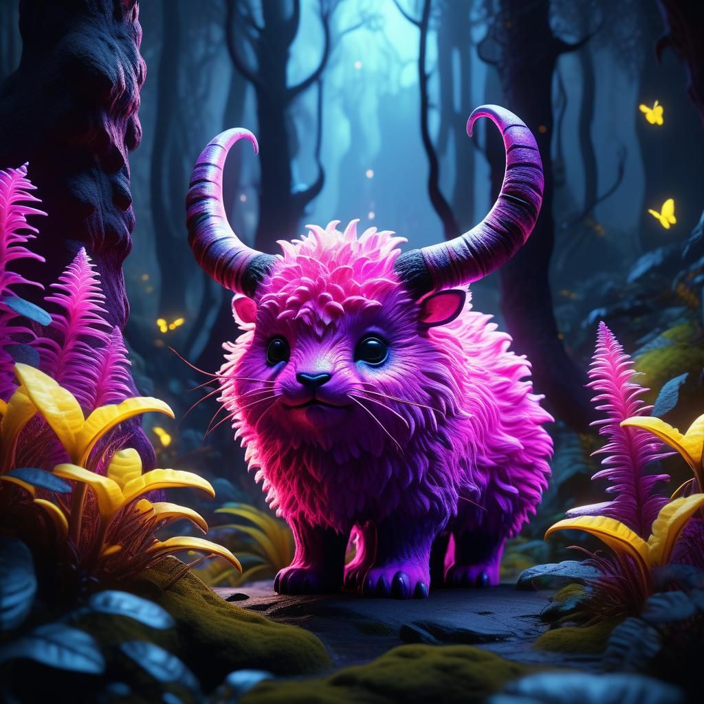 Surreal Fantasy Creature in a Mystical Forest