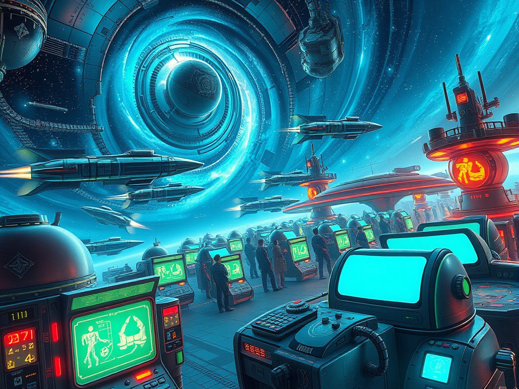 Vibrant Intergalactic Fueling Station in Futuristic Style