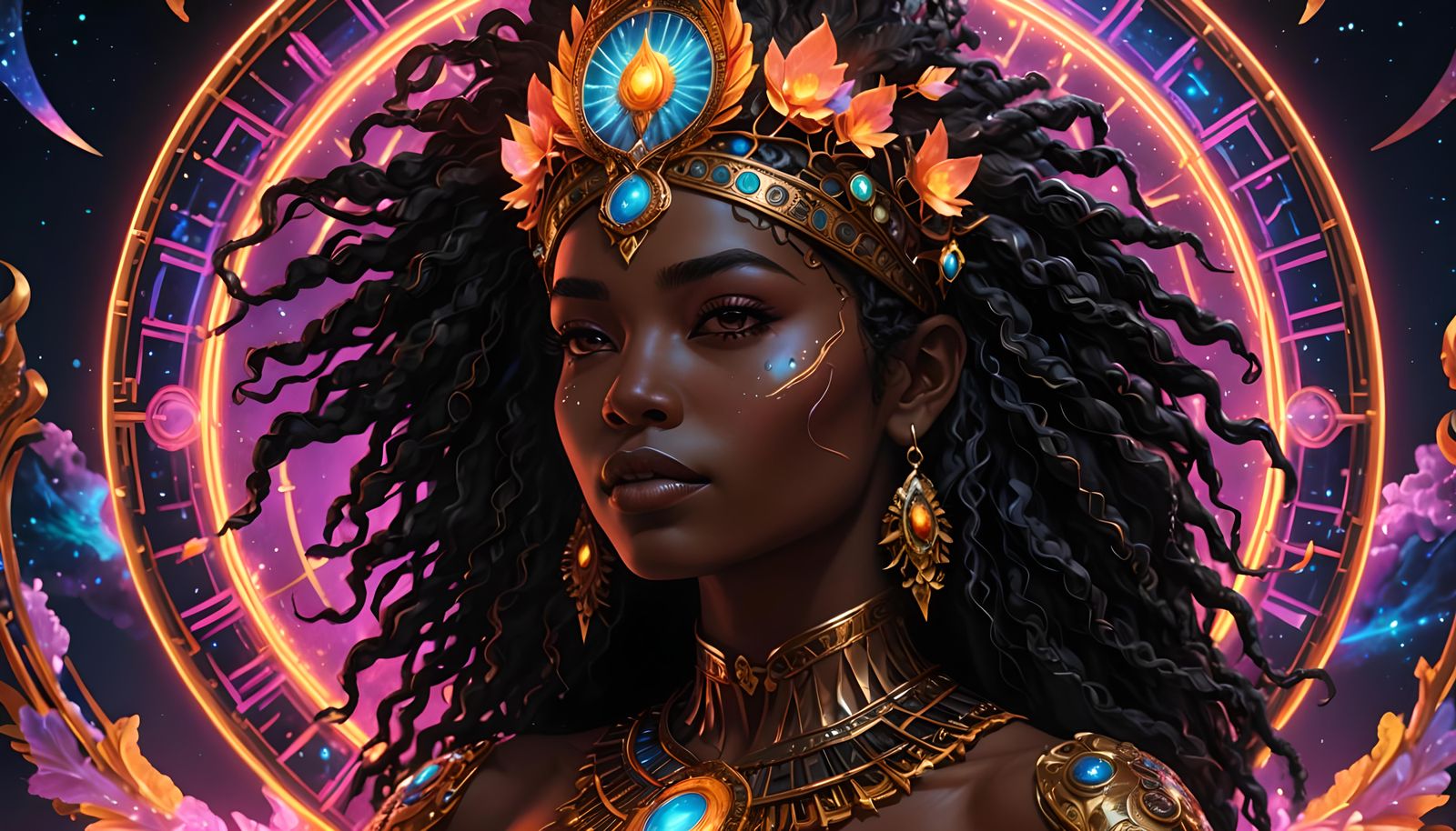Neon Goddess: Astral Fantasy Portrait