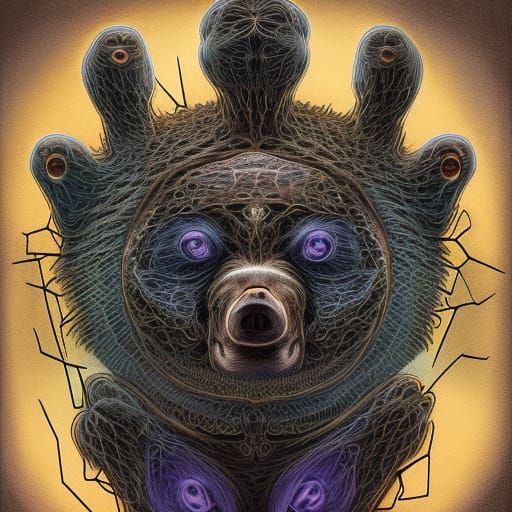 Unholy Bear Mutation: Surreal Digital Illustration