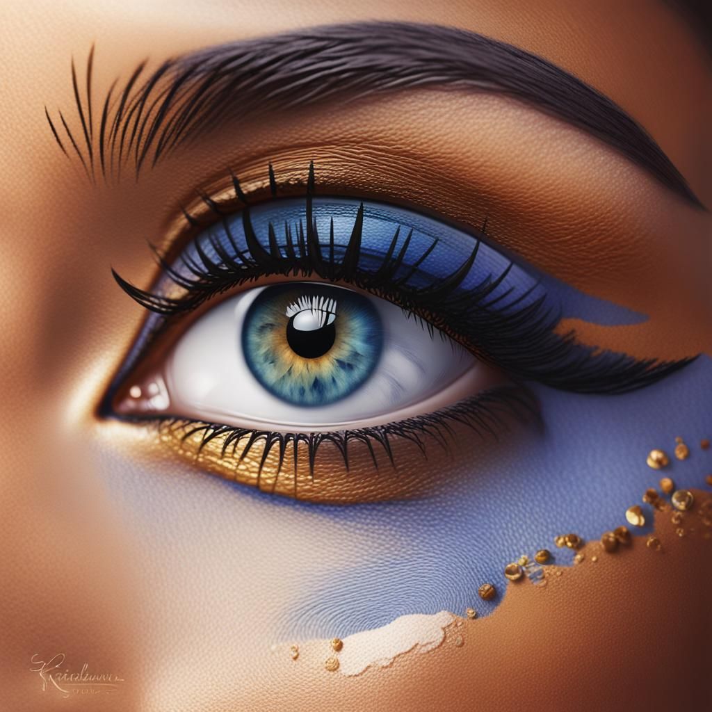 Egyptian Woman's Eye: Macro in Digital Art Style