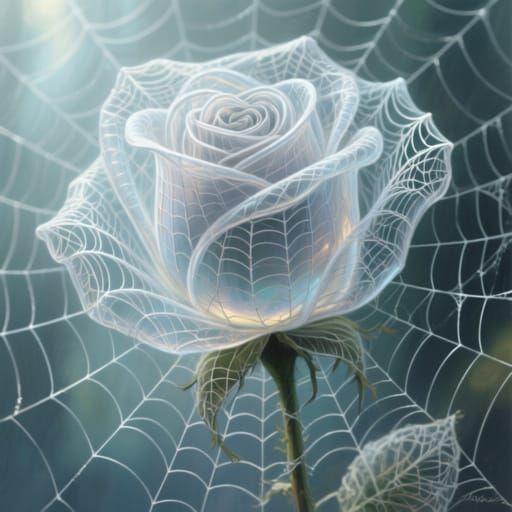 Hyper-Detailed Spiderweb Rose in Ethereal Light