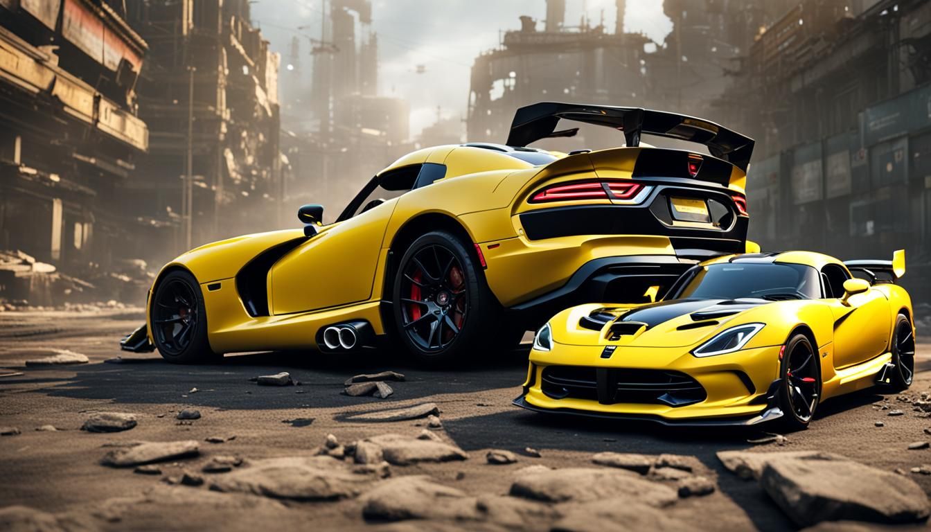 A Yellow Dodge Viper ACR transforms in a Robot known as Bumble Bee from the Transformers