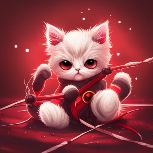 Deadpool Kittens Play in Galaxy: Hyperdetailed Anime Style