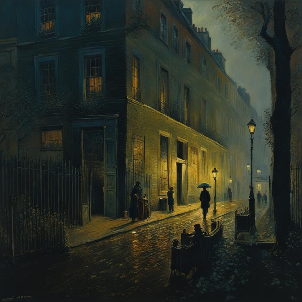 Impressionist Street Scene in Pissarro Style