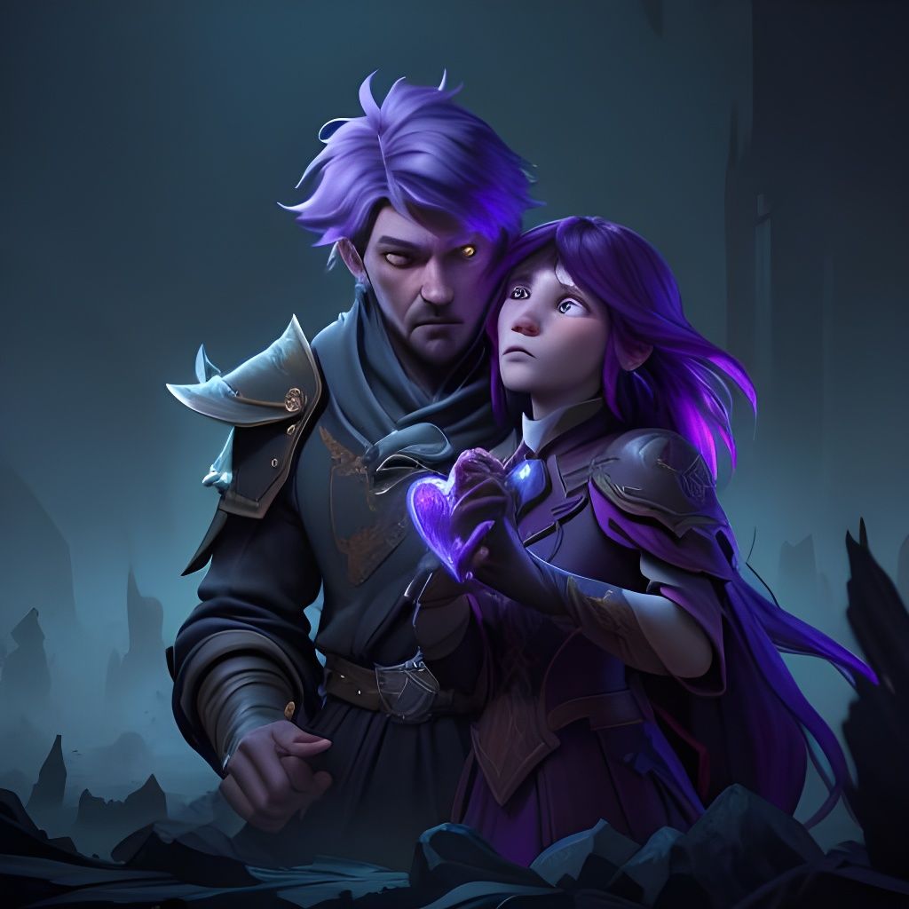 Dark Fantasy Hearts Art in Art Nouveau Style