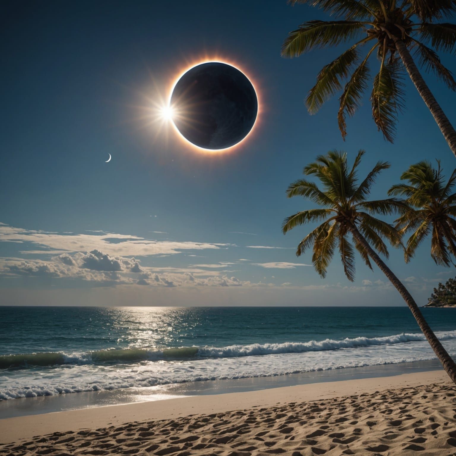 Majestic Solar Eclipse Over a Tropical Ocean