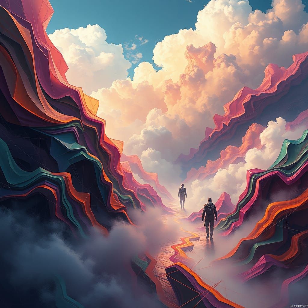 Fantastical Geometric Shapes in Detailed Matte Painting