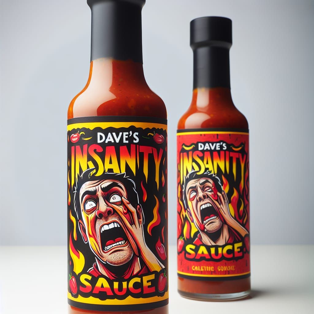 Fiery Hot Sauce Bottle with Grimacing Label