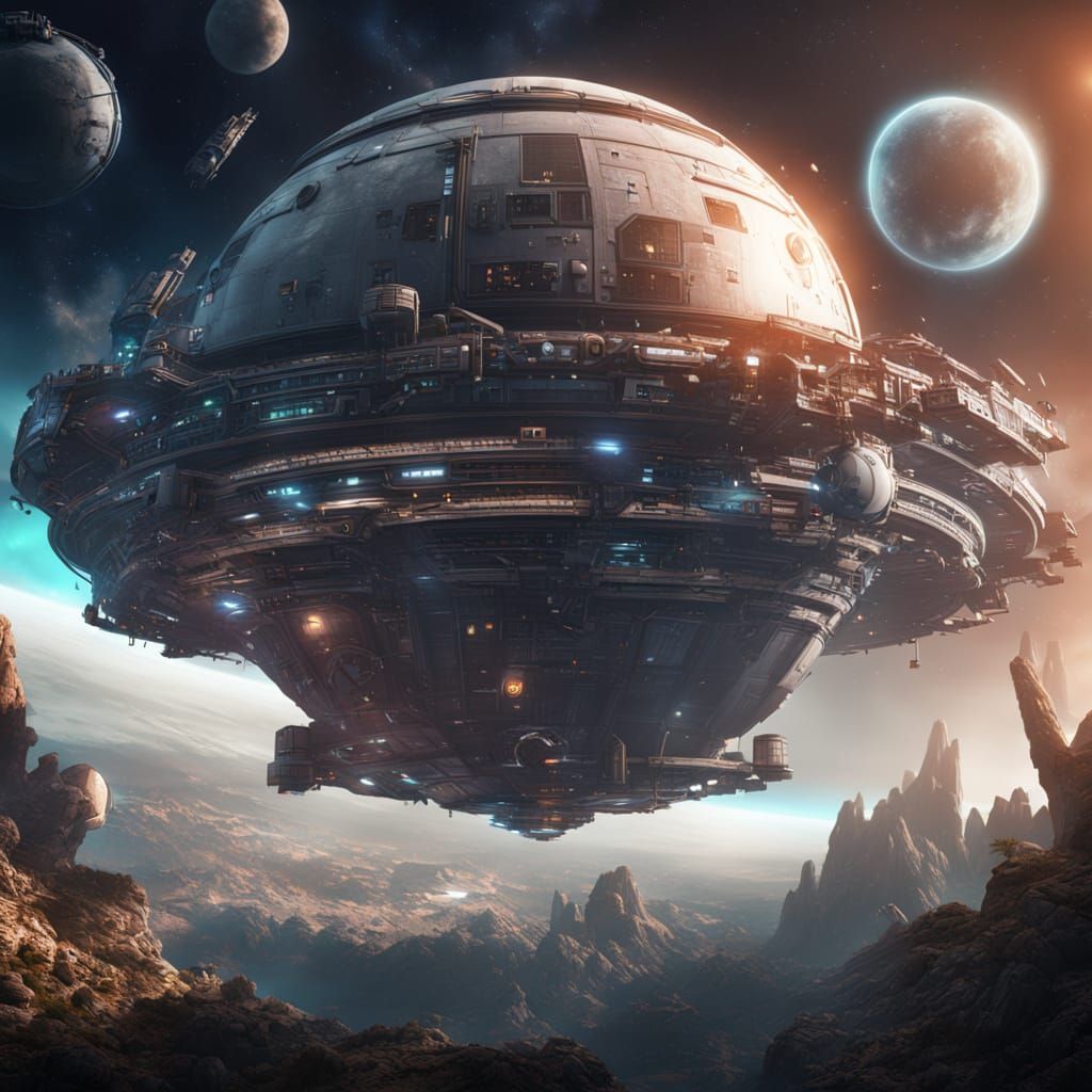 Surreal Space Station in a Fantasy World