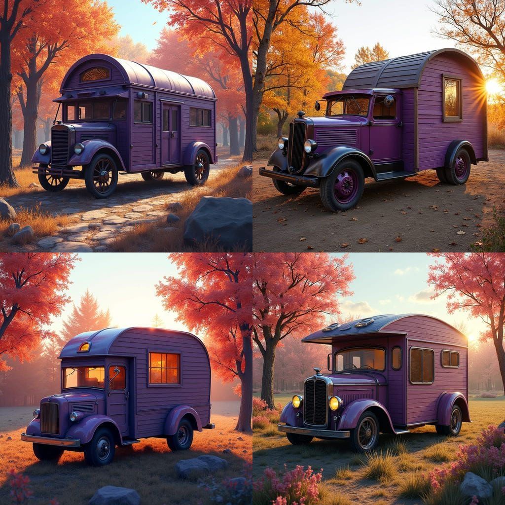 Vintage Future Caravan in a Neon Forest