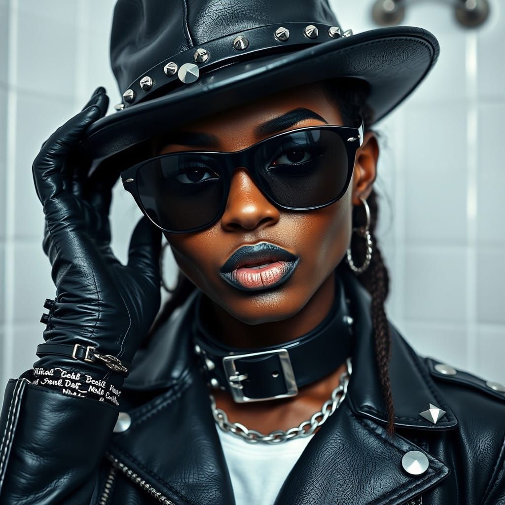 Cyberpunk Biker Woman Portrait in Moody Lighting