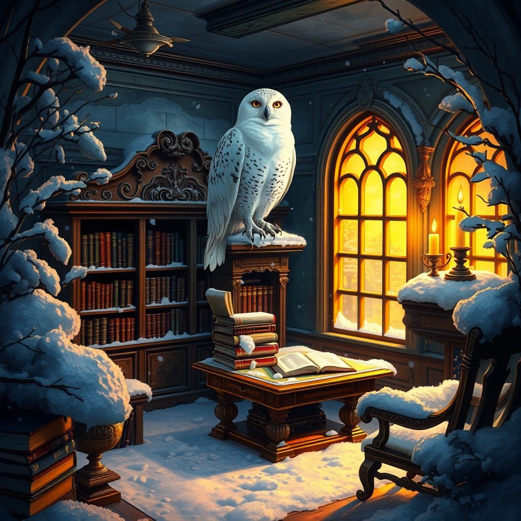 Ornate Library in Snow Globe, Borderland Fantasycore