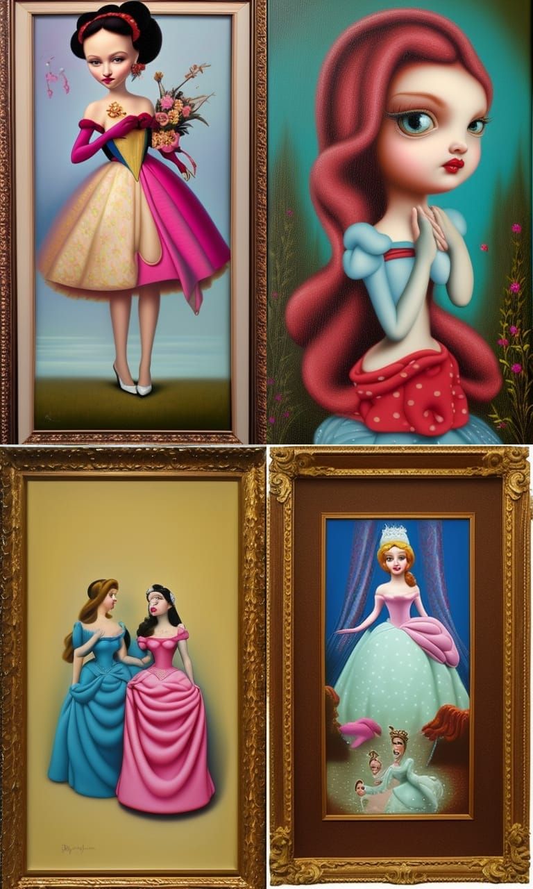 Disney Princess in Pop Surrealist Style