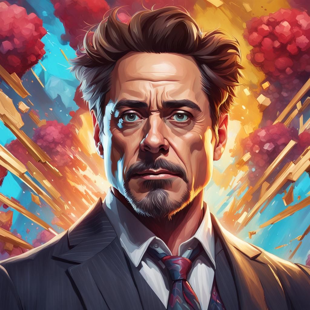 Robert Downey Jr Portrait in Art Nouveau Style