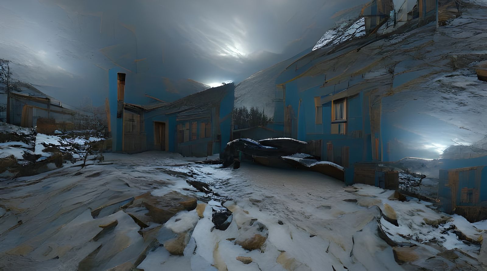 Abandoned Soviet Mining Town in Winter