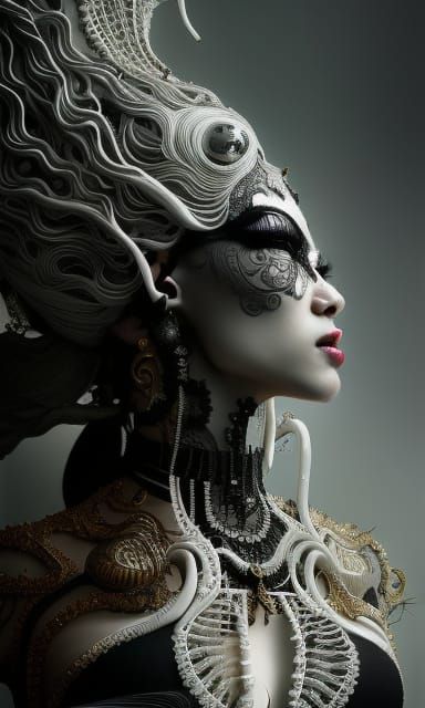 Yin Yang Goddess with Intricate Details in Digital Art