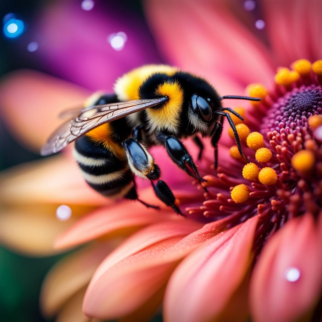 Bumblebee Macro Photograph with Bokeh