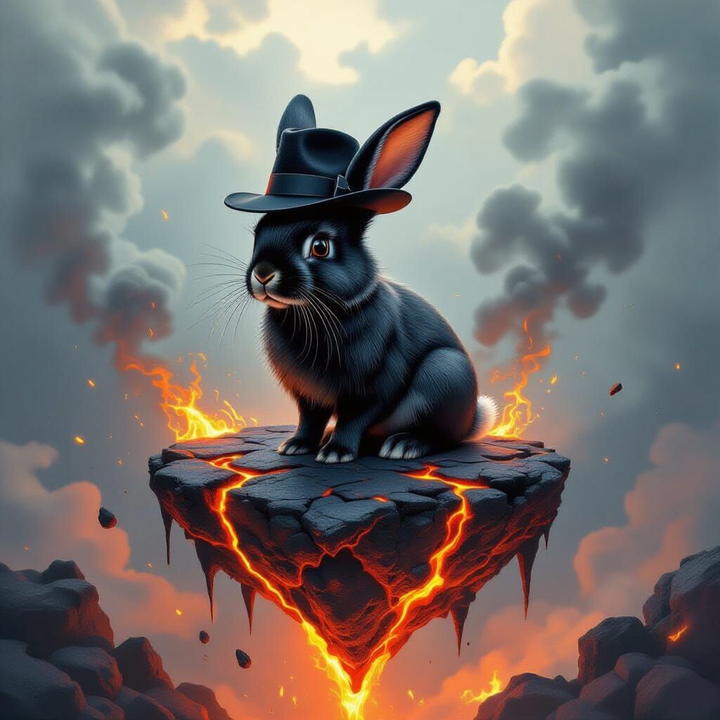 Black Rabbit in Fedora on Lava Island