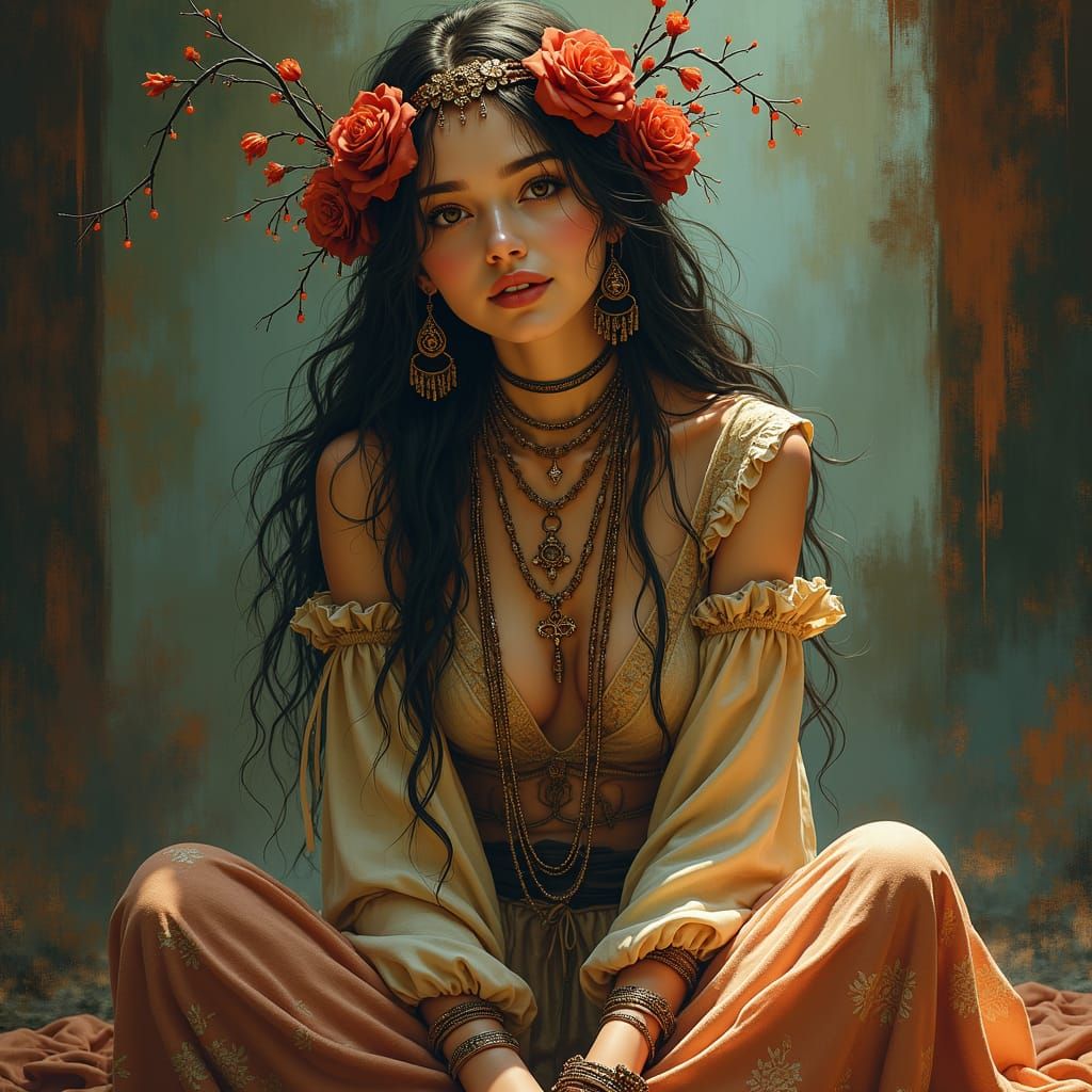 Mystical Gypsy Woman in Ethereal Art Style