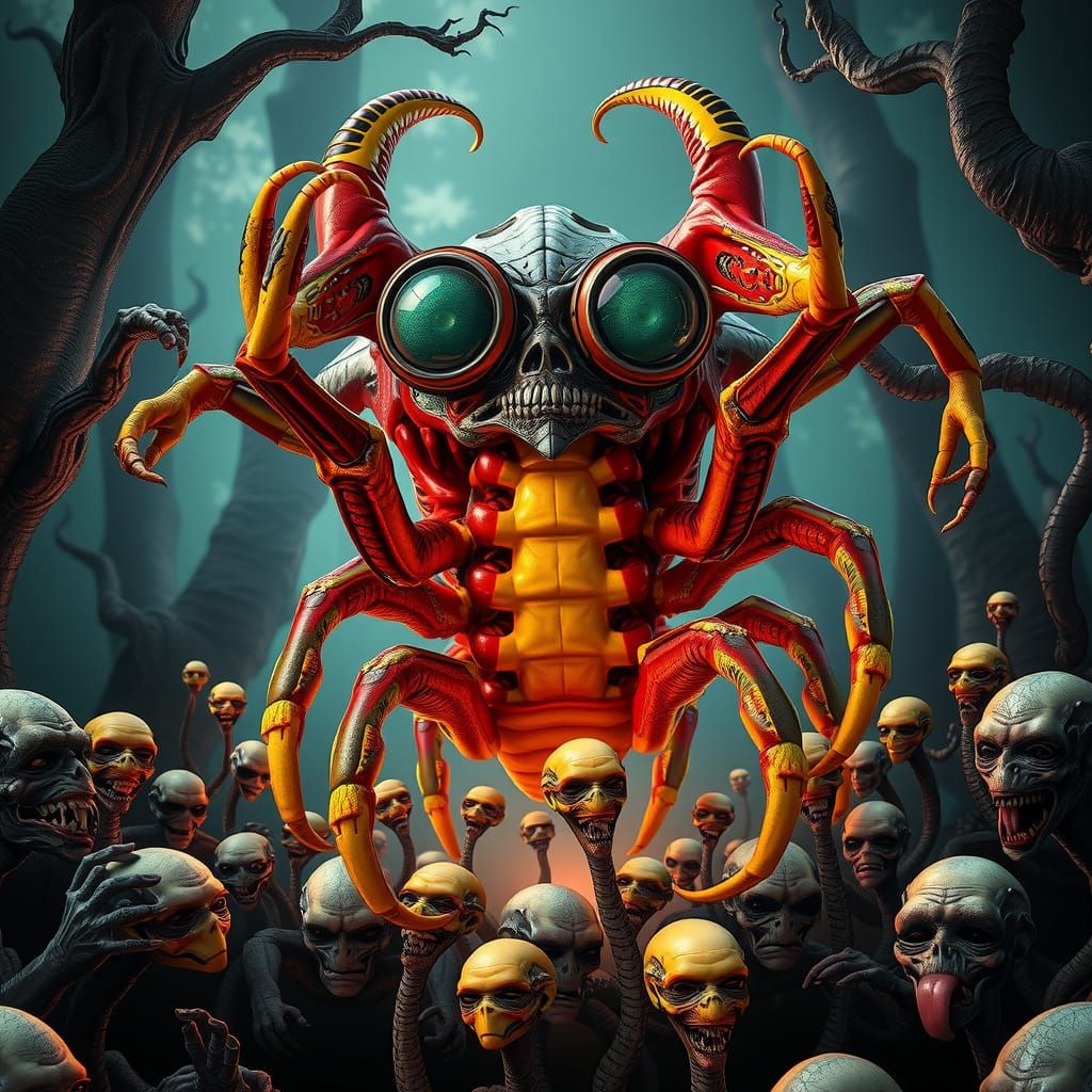 Ethereal Nightmare: Cyberpunk Hybrid Creature in Alien Lands...