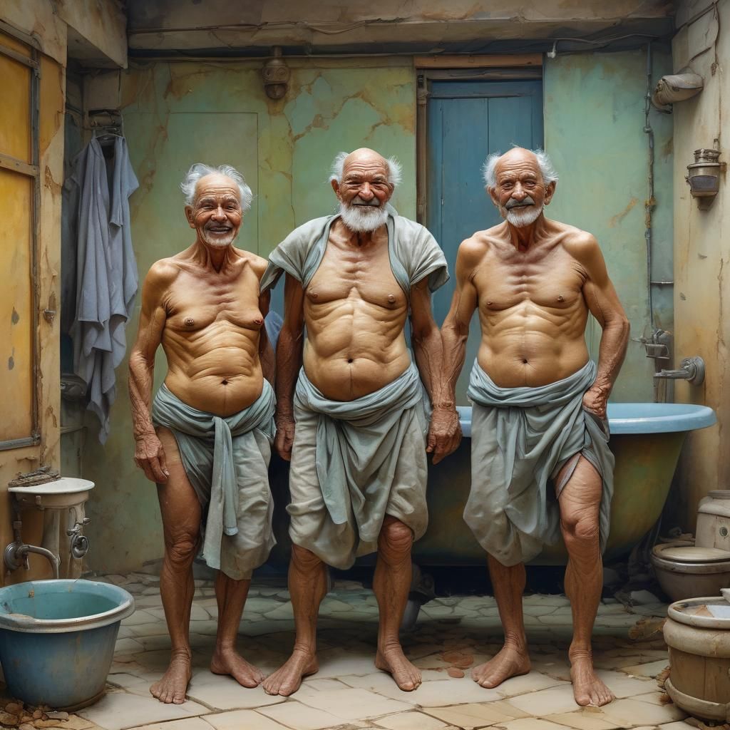 Joyful Elderly Couple in Moebius Style