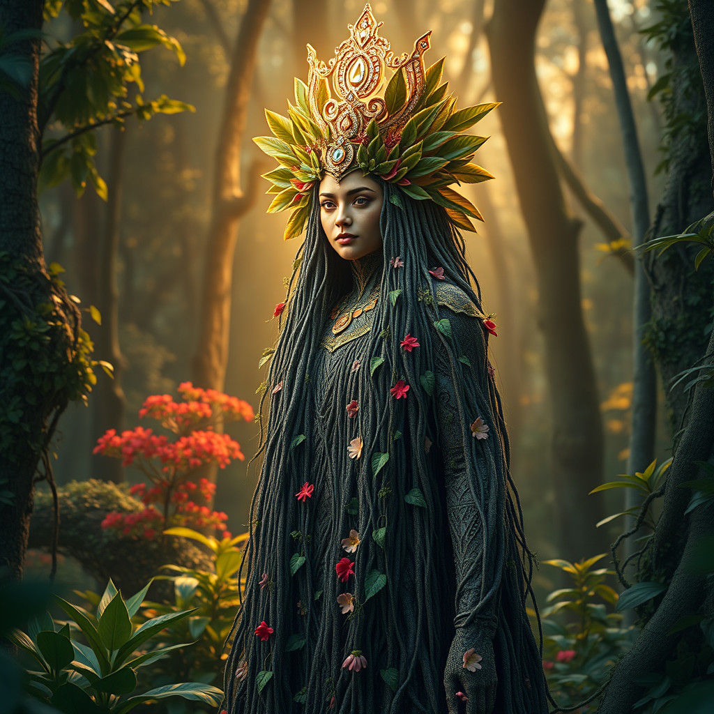 Iranian Vegetation Goddess Ameretat in Digital Painting