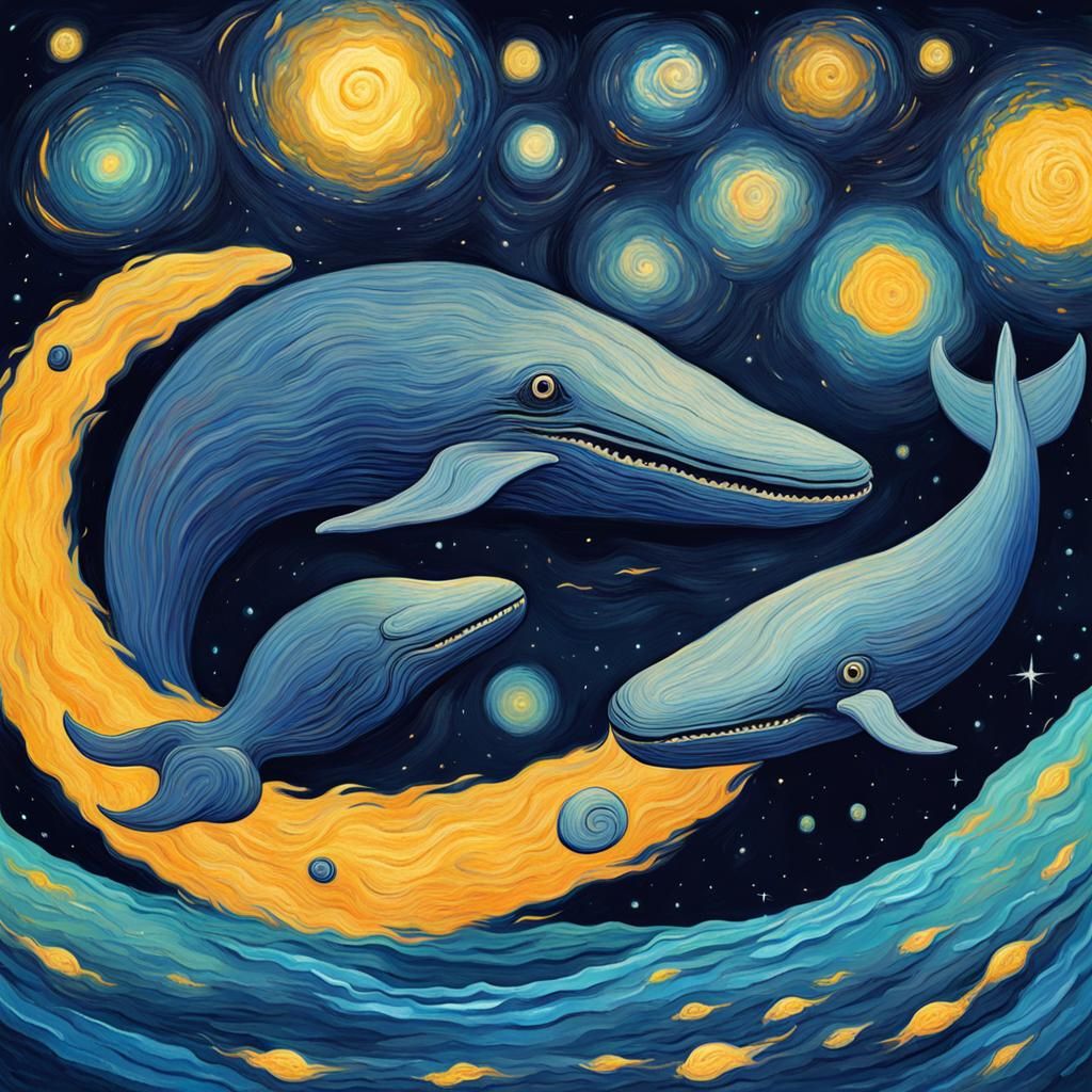 Space Whales as Impasto Painting