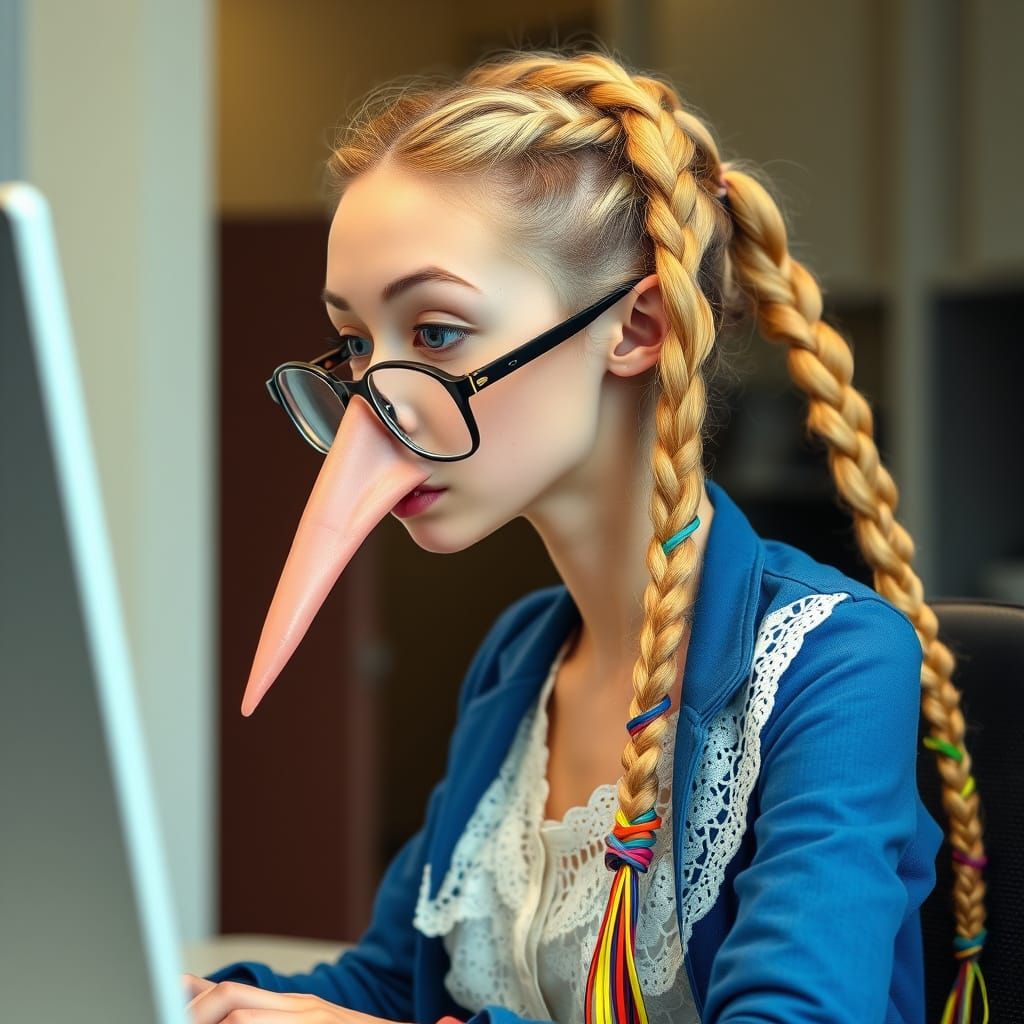 Office Girl with Exaggerated Features