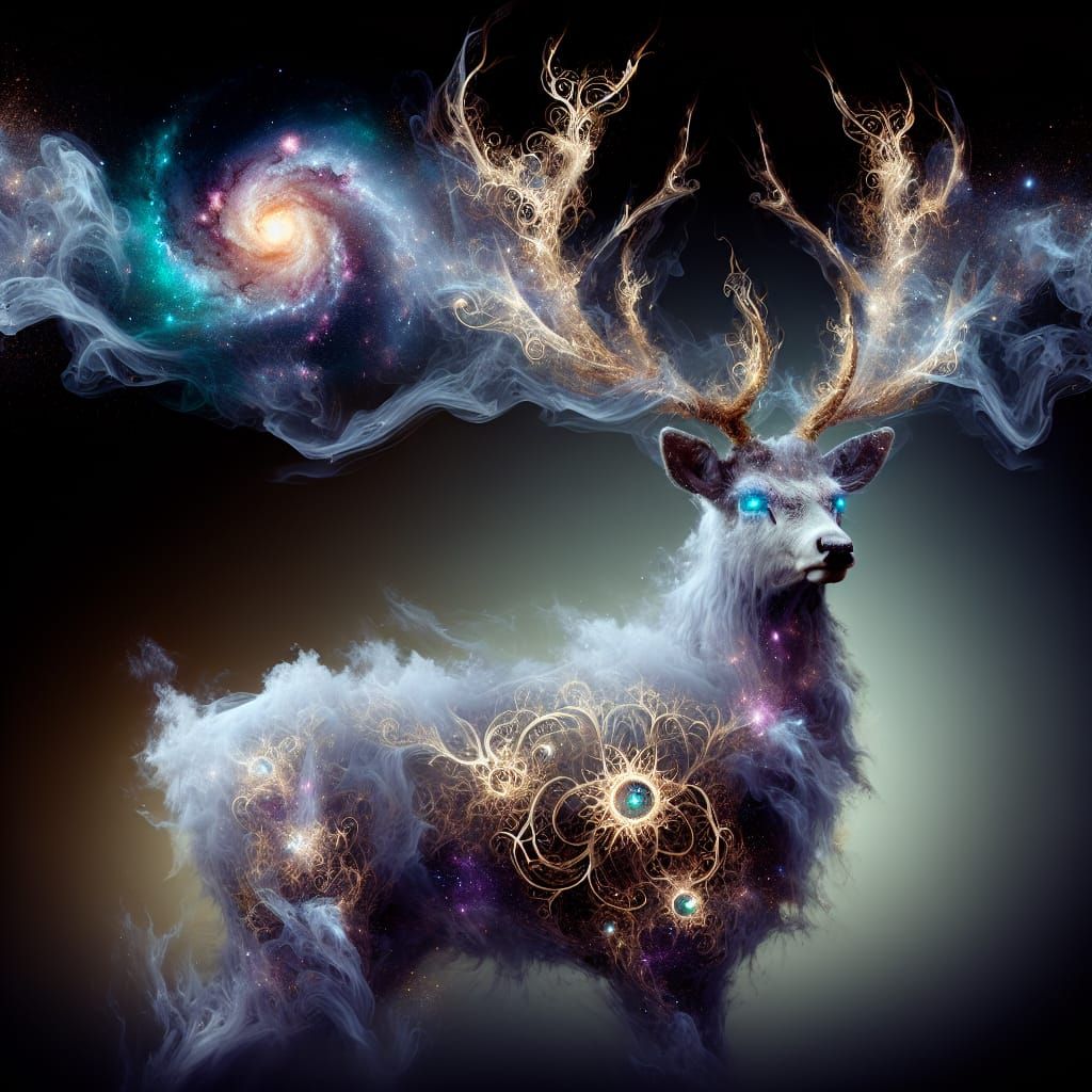 Ethereal Deer Materializes With Galaxy Orb Antlers