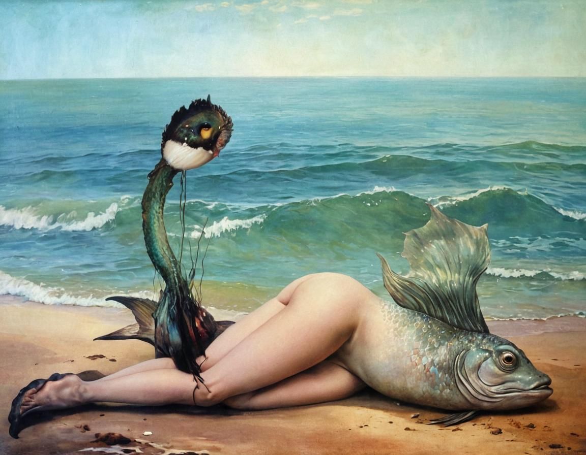 Surreal Mermaid in Gothic Fantasy Style