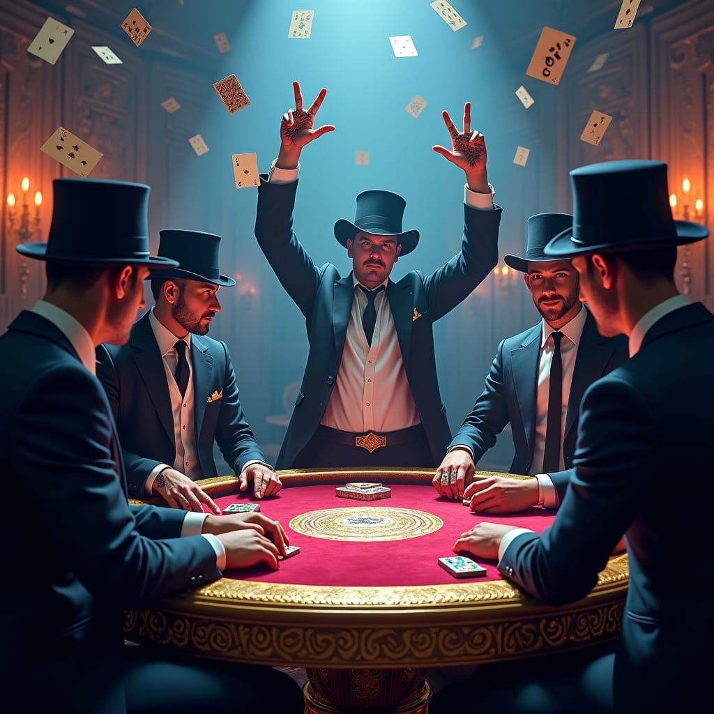 Mystical Mafia Poker Game in a Speakeasy